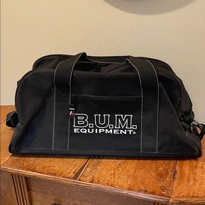 Vintage B.U.M. Equipment Black Duffle Bag – 1990s Athletic Gear – 24"